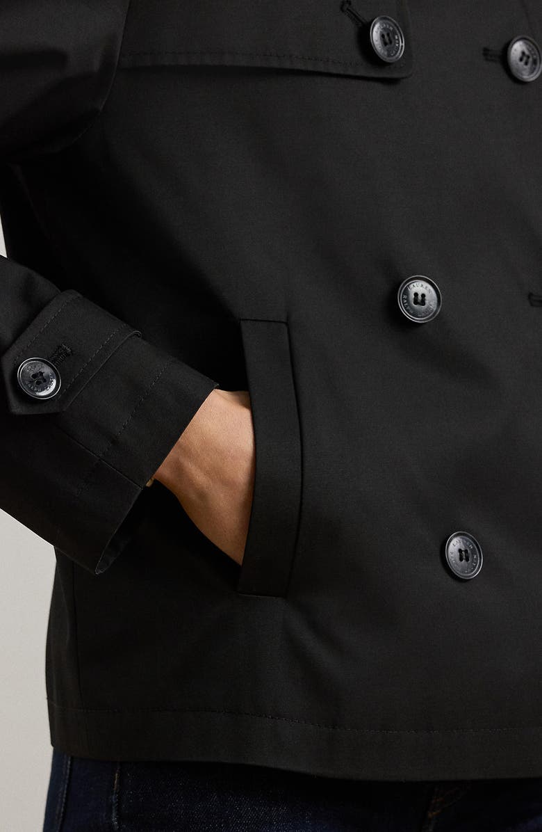 Lauren Ralph Lauren Crop Cotton Blend Trench Coat, Alternate, color, Black