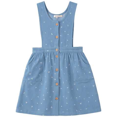 Cherry Woven Denim Button Front Patch Pocket Jumper (Toddler, Little Kid & Big Kid)