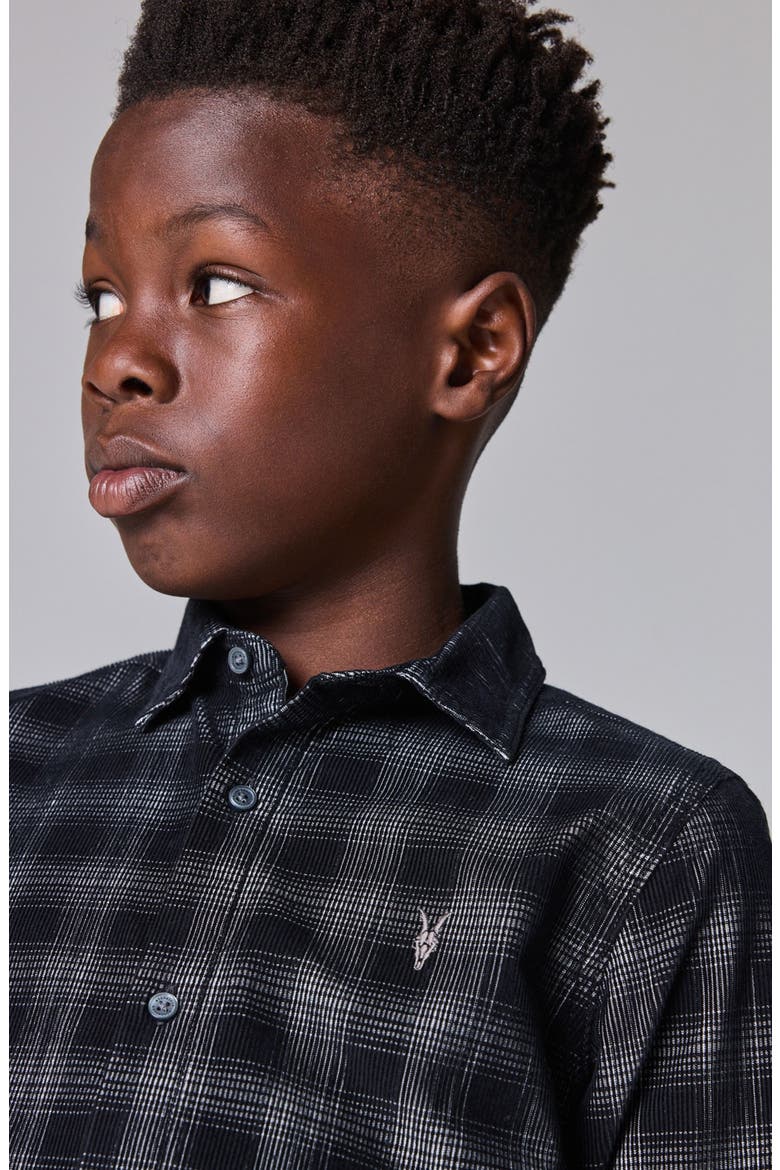 Kids' Check Long Sleeve Cotton Button-Up Shirt, Alternate, color, BLACK