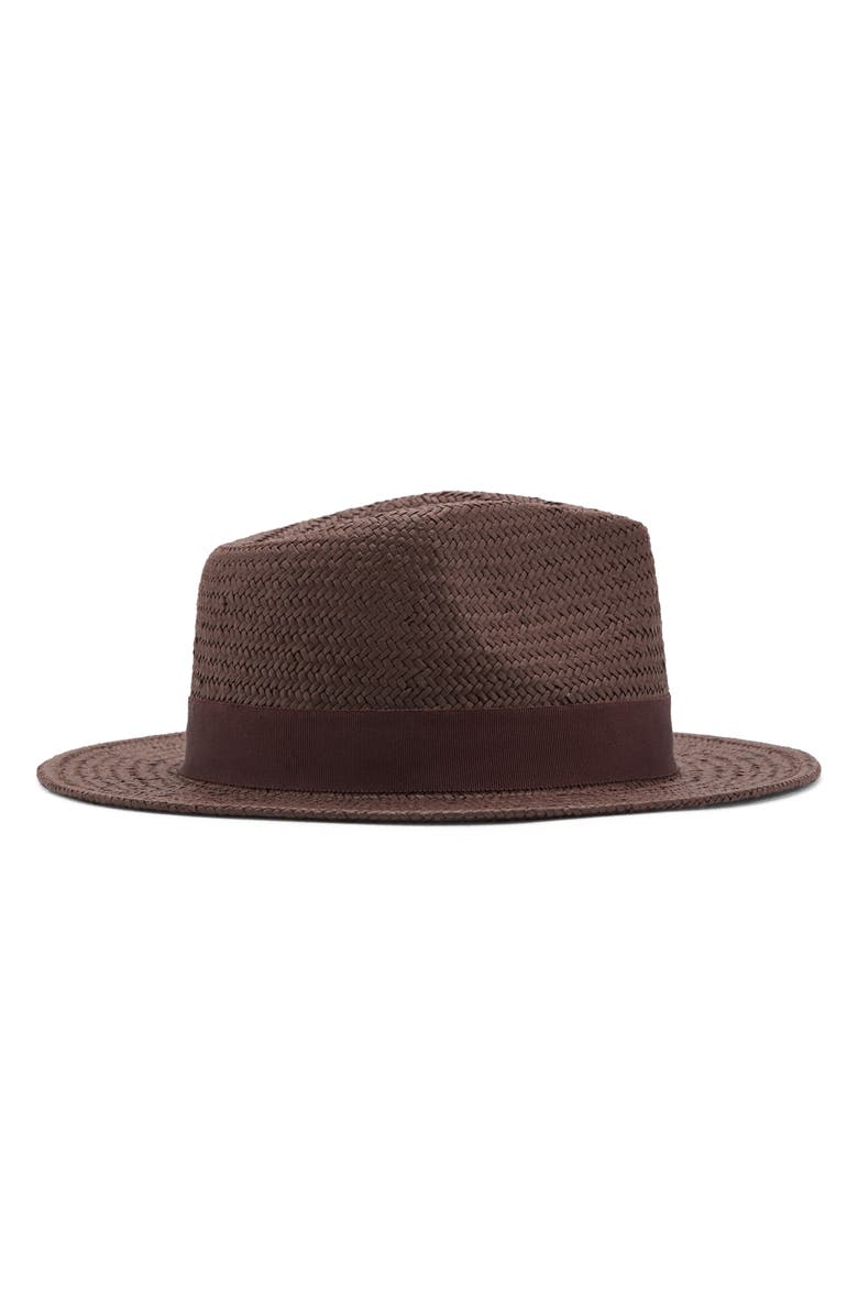 MANGO Straw Fedora, Main, color, Chocolate