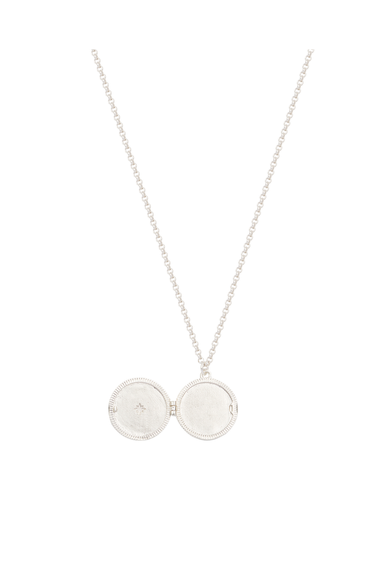 Nightshade Moon Silver Locket Chain Necklace, Alternate, color, Silver