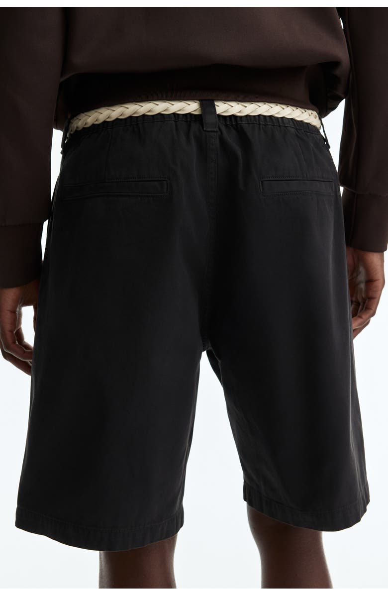 H&M Relaxed Fit Cotton Chino Shorts, Alternate, color, Black