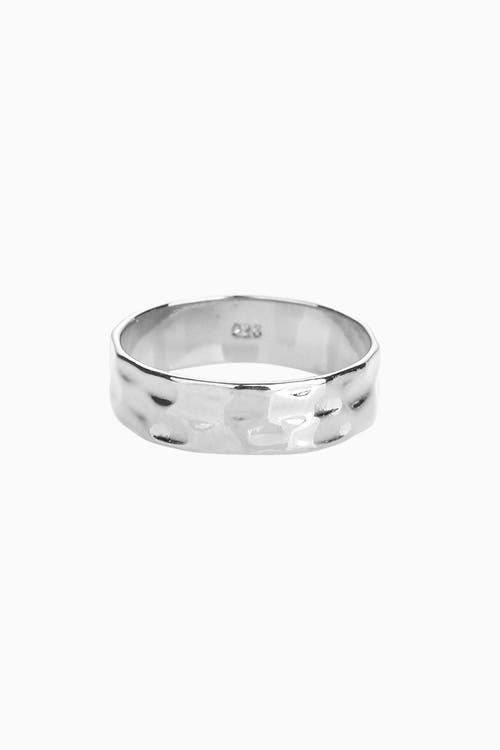 Bearfruit Jewelry Sterling Silver 18k Gold Plated Fiona Thin Hammered Band Ring In Silver