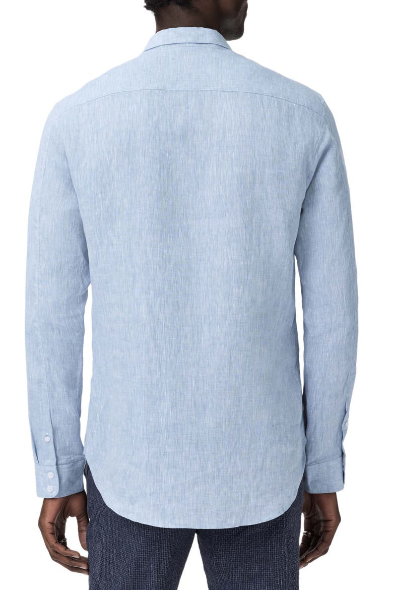 Bucks Slub Linen Button-Up Shirt, Alternate, color, LIGHT BLUE HEATHER