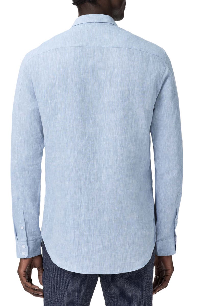 John Varvatos Bucks Slub Linen Button-Up Shirt, Alternate, color, Light Blue Heather