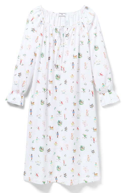 Petite Plume Delphine Print Cotton Twill Nightgown In Brown
