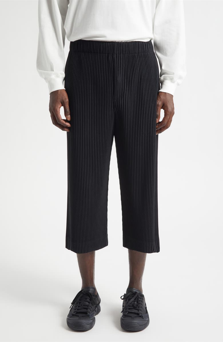 Homme Plissé Issey Miyake Monthly Colors May Pleated Crop Pants, Main, color, Black