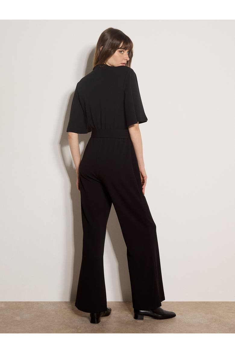 Angel Sleeve Jersey Crepe Jumpsuit, Alternate, color, Black