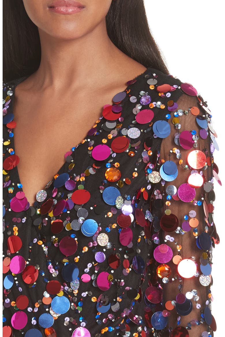 Long Sleeve Paillete Dress, Alternate, color, BLACK MULTI