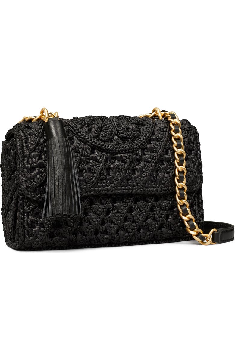 Tory Burch Small Fleming Raffia Crossbody Bag, Alternate, color,