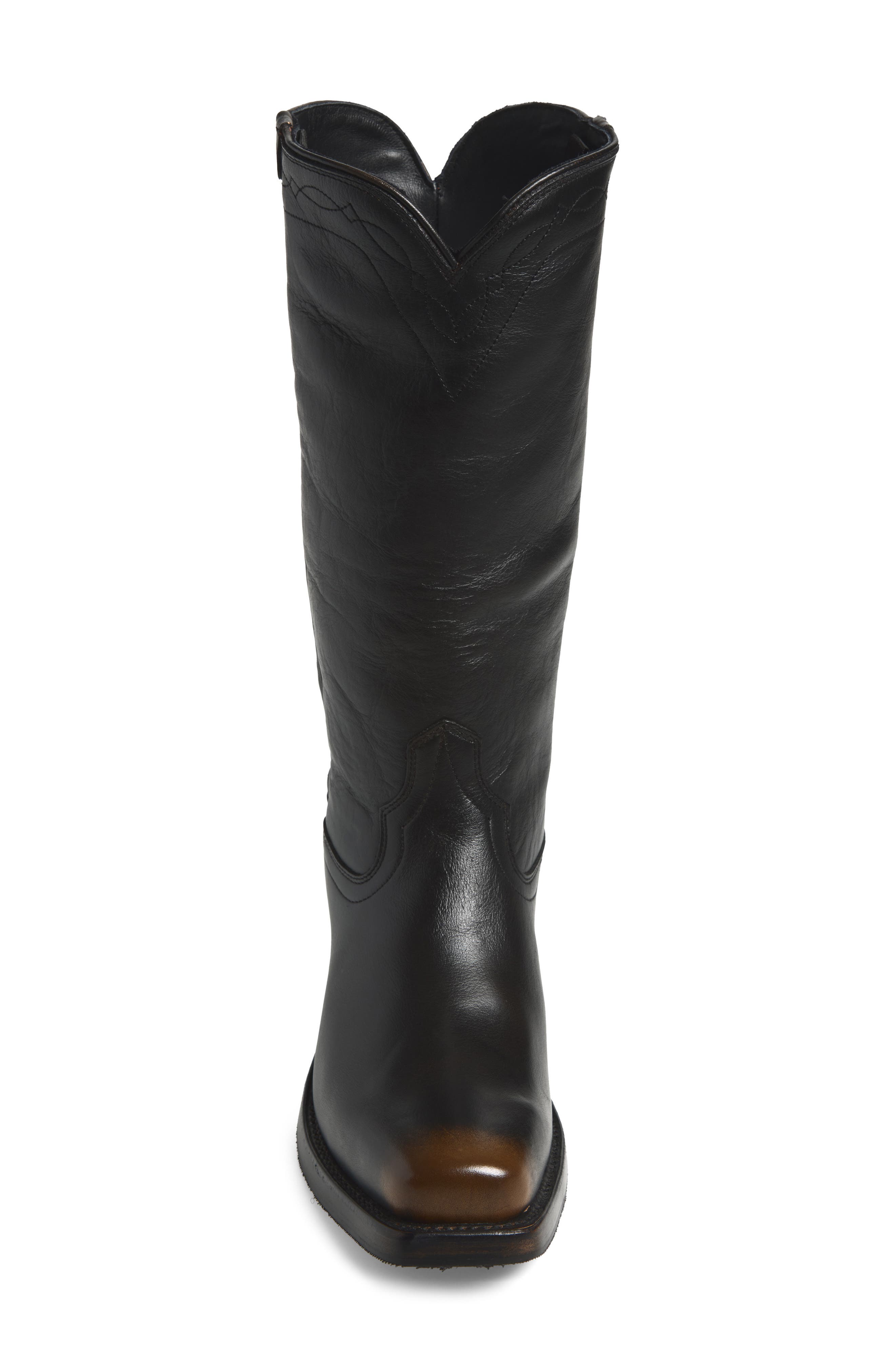 Charlie Leather Western Boot, Alternate, color, MIDNIGHT