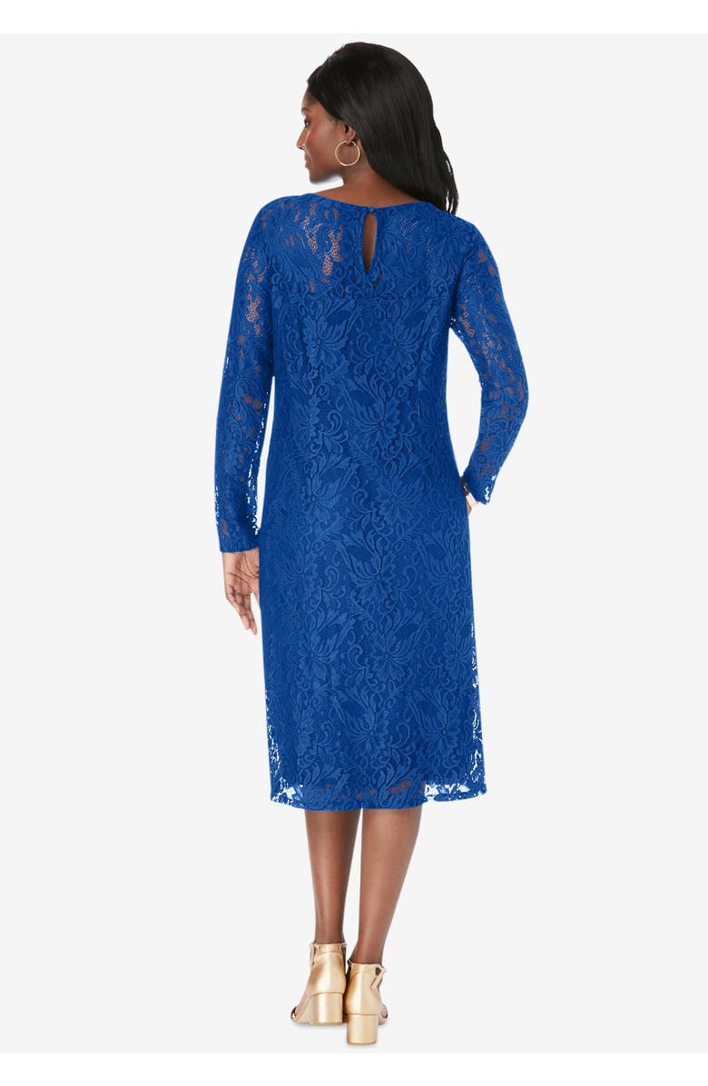 Jessica London Stretch Lace Shift Dress, Alternate, color, Black