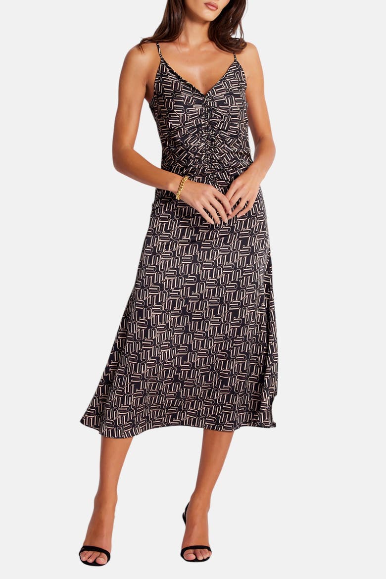 Adria Ruched Front Dress, Main, color, Retro Print