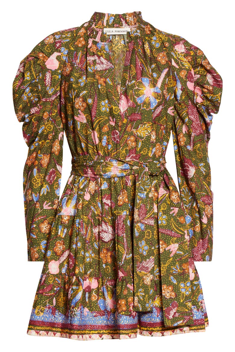 Naima Ruffle Long Sleeve Dress, Alternate, color, PINE FLORAL