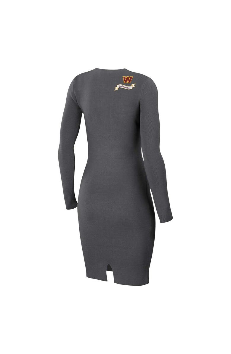 WEAR by Erin Andrews Women's WEAR by Erin Andrews Charcoal Washington Commanders Lace Up Long Sleeve Dress, Alternate, color, 