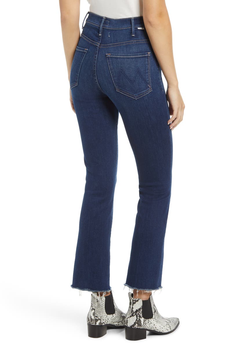 MOTHER The Hustler Frayed High Waist Ankle Flare Jeans, Alternate, color, Home Movie