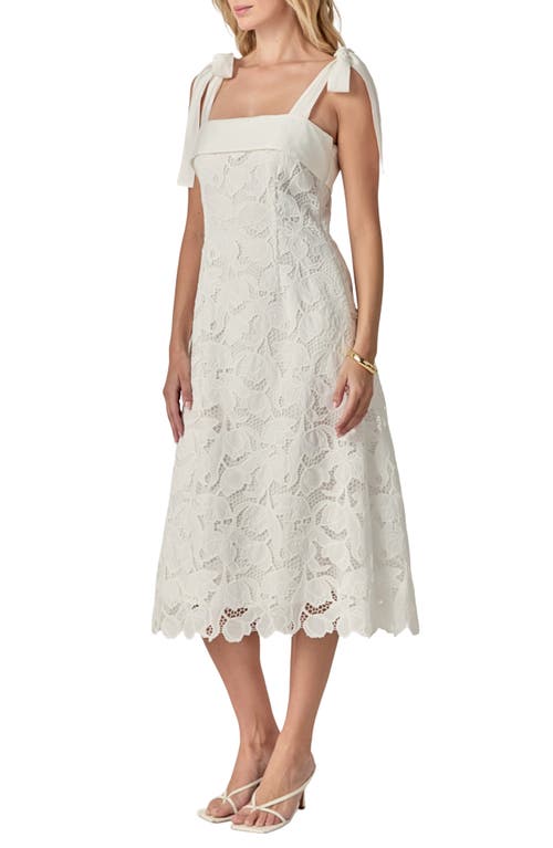 ENGLISH FACTORY ENGLISH FACTORY TIE STRAP LACE MIDI DRESS