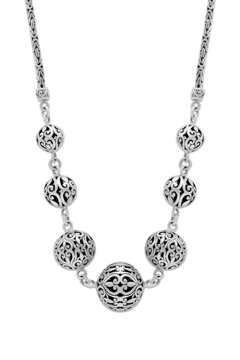 Sterling Silver Filigree Ball Frontal Necklace, Main, color, SILVER