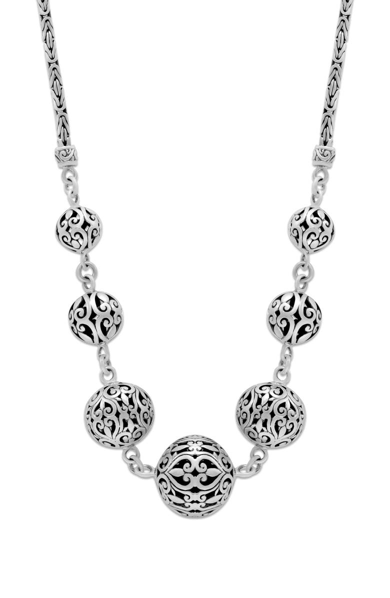 SAMUEL B. Sterling Silver Filigree Ball Frontal Necklace, Main, color, Silver