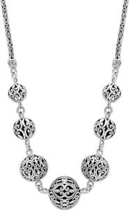 SAMUEL B. Sterling Silver Filigree Ball Frontal Necklace