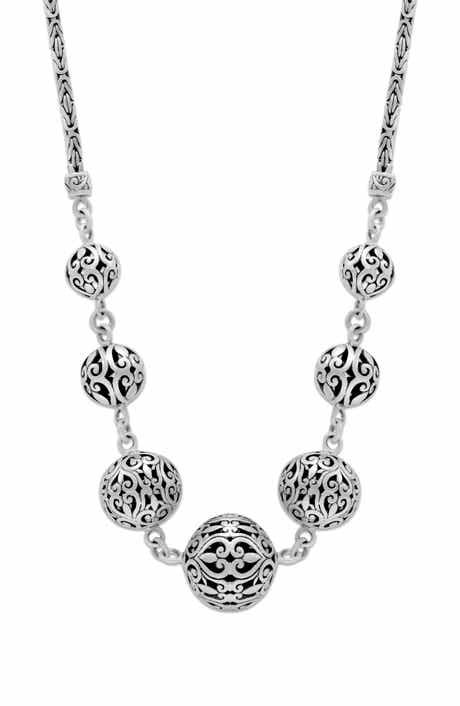 SAMUEL B. Sterling Silver Filigree Ball Frontal Necklace