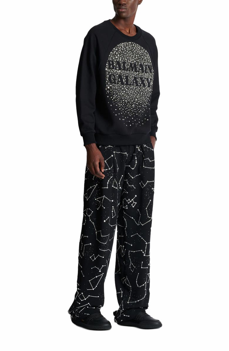 Balmain Galaxy Embroidered Sweatshirt, Alternate, color, Silver