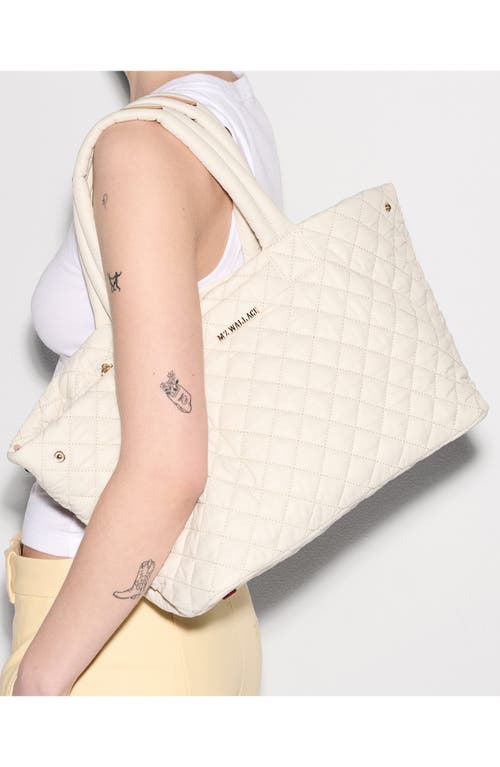 Mz Wallace Medium Metro Quilted Nylon City Tote In Sand