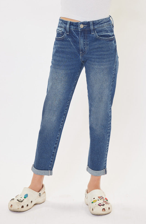 Kancan Kids'  Halo Mid Rise Mom Jeans In Blue