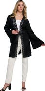 Roaman's Plus Size Lace Trim Tassel Bell Sleeve Wrap