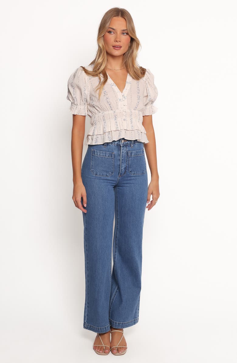 Petal & Pup Sam Ruffle Puff Sleeve Crop Top, Alternate, color, 