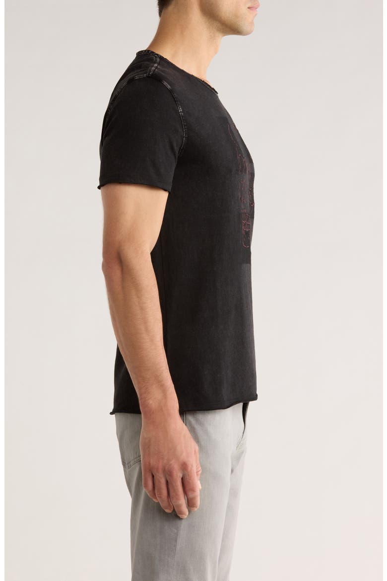 Skull Tiles Raw Edge Graphic T-Shirt, Alternate, color, BLACK
