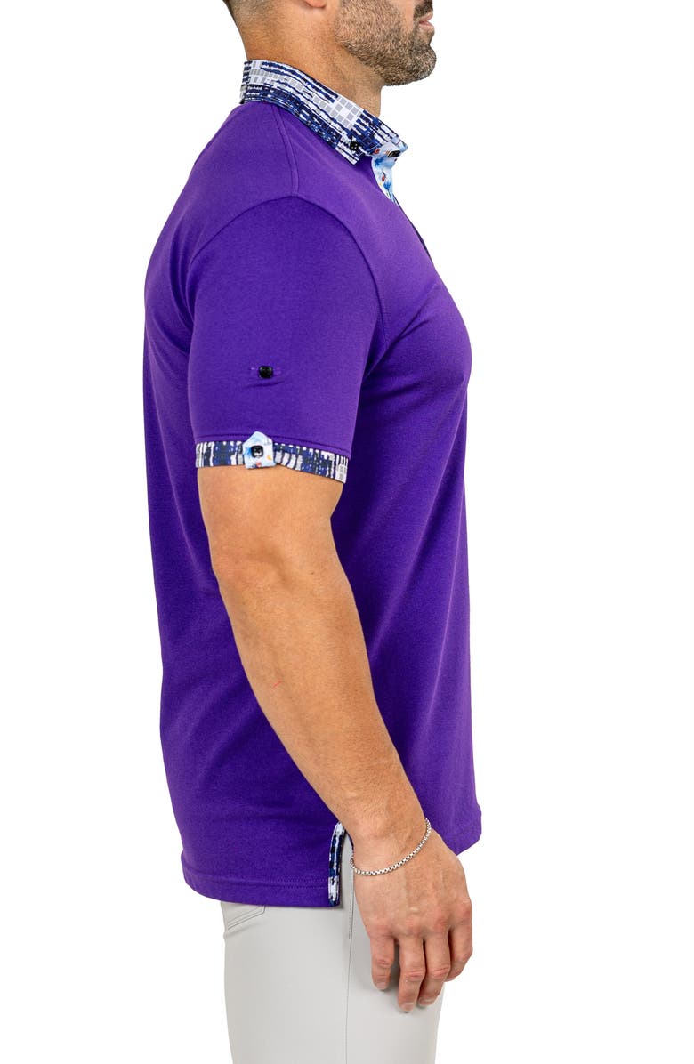 Maceoo Newton Marthyr0030 Purple Button-Down Piqué Polo, Alternate, color, Purple