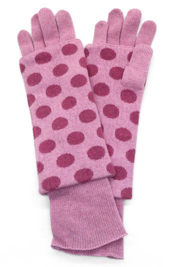 Portolano Two In One Gloves And Armwarmer In Polka Dots In Pink