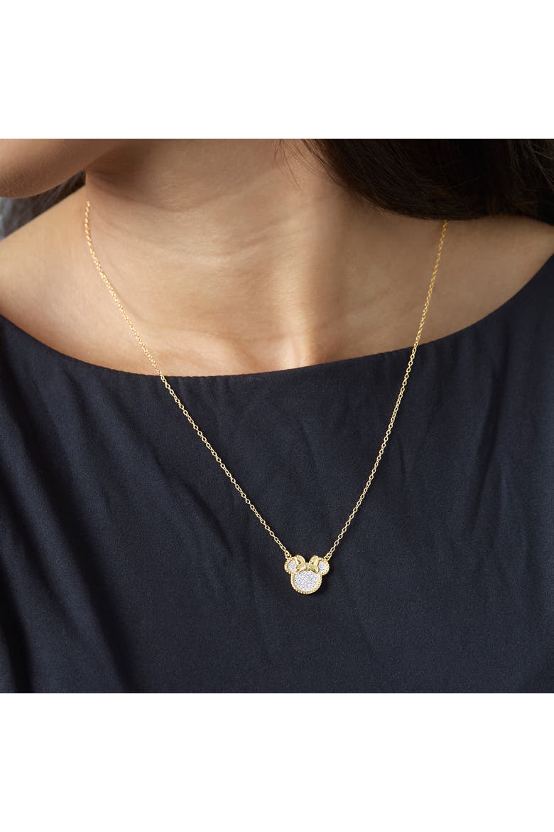 Minnie Mouse Necklace for Women, Glitter Paper Minnie Pendant, Alternate, color, Metallic Gold