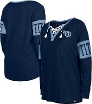 New Era Women's New Era Navy Tennessee Titans Lace-Up Notch Neck Long Sleeve T-Shirt