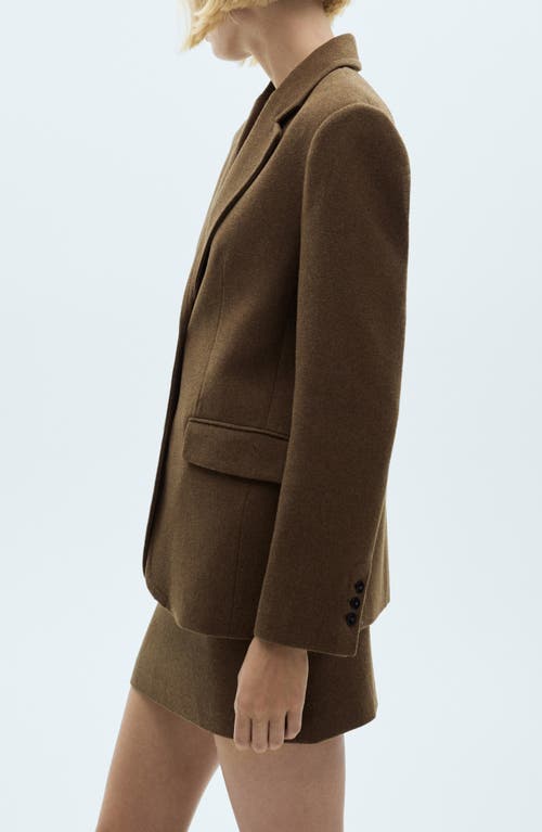 Shop Mango Wool Blend Blazer In Khaki