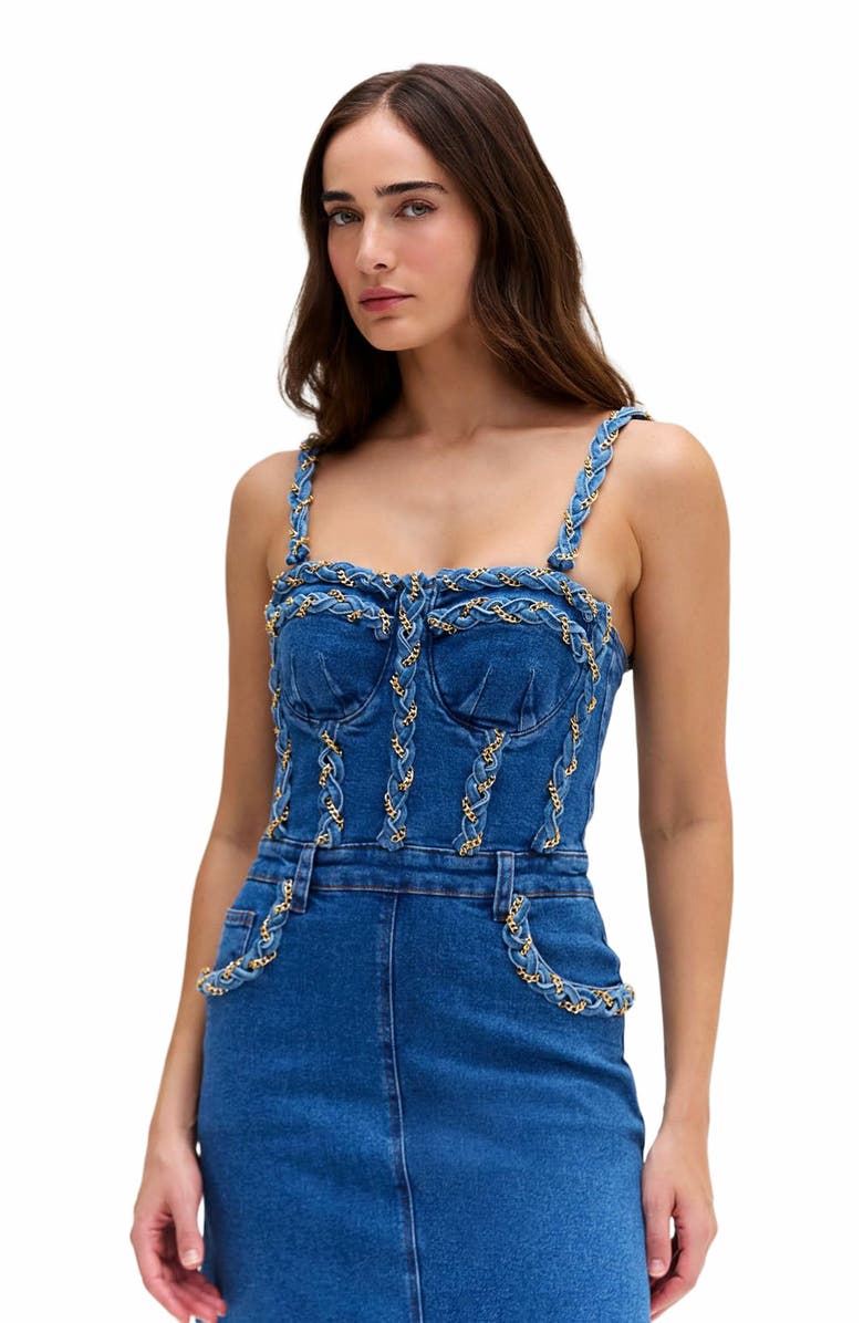 PatBO Braided Denim Midi Dress, Alternate, color,