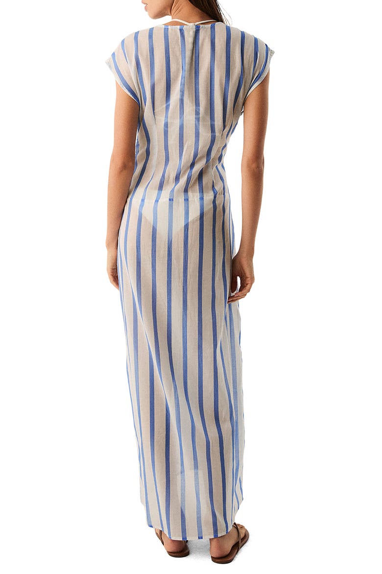 Sasha Tie Front Cotton Cover-Up Dress, Alternate, color, BLUE/ WHITE MULTI