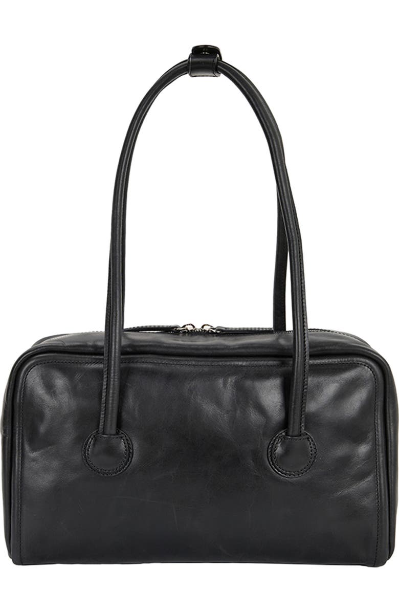 MARGESHERWOOD Boston Leather Shoulder Bag, Alternate, color, Black Pull-Up