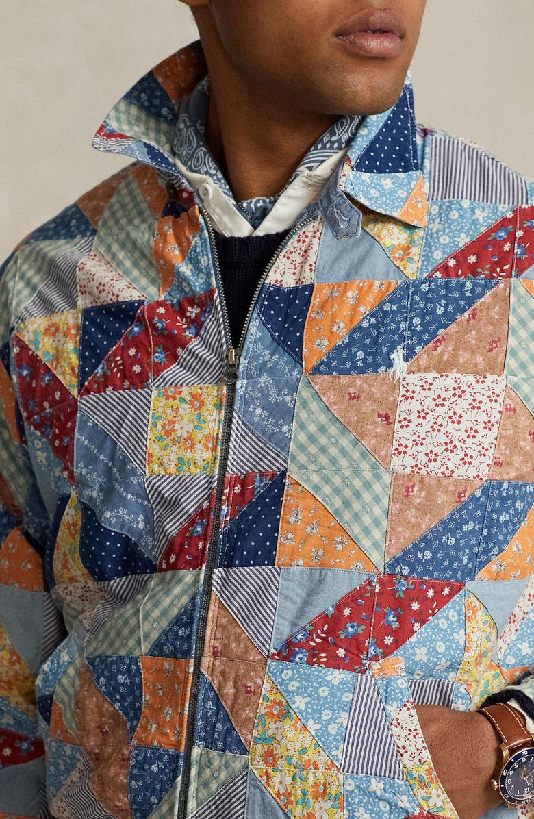 Polo Ralph Lauren Patchwork Cotton Poplin Zip Jacket, Alternate, color,