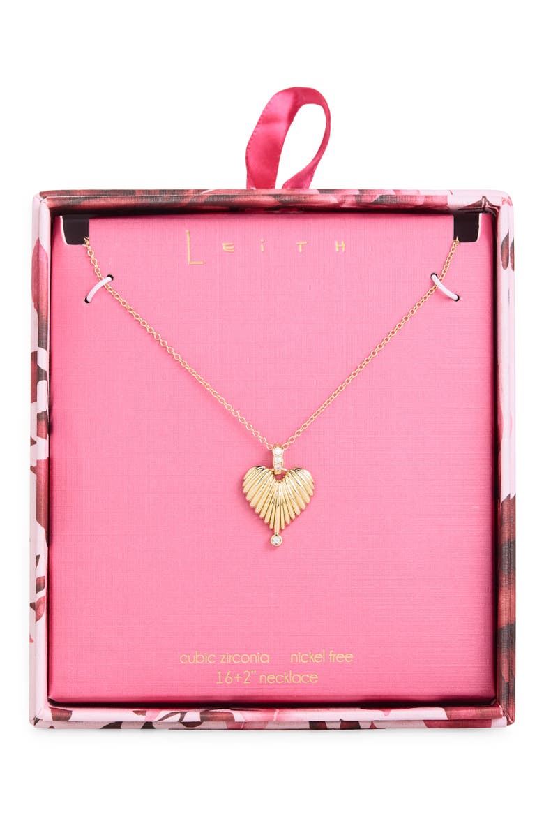 Heart Drop Necklace, Main, color, CLEAR- GOLD