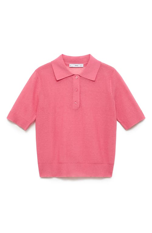 Shop Mango Short Sleeve Polo Sweater In Fuchsia