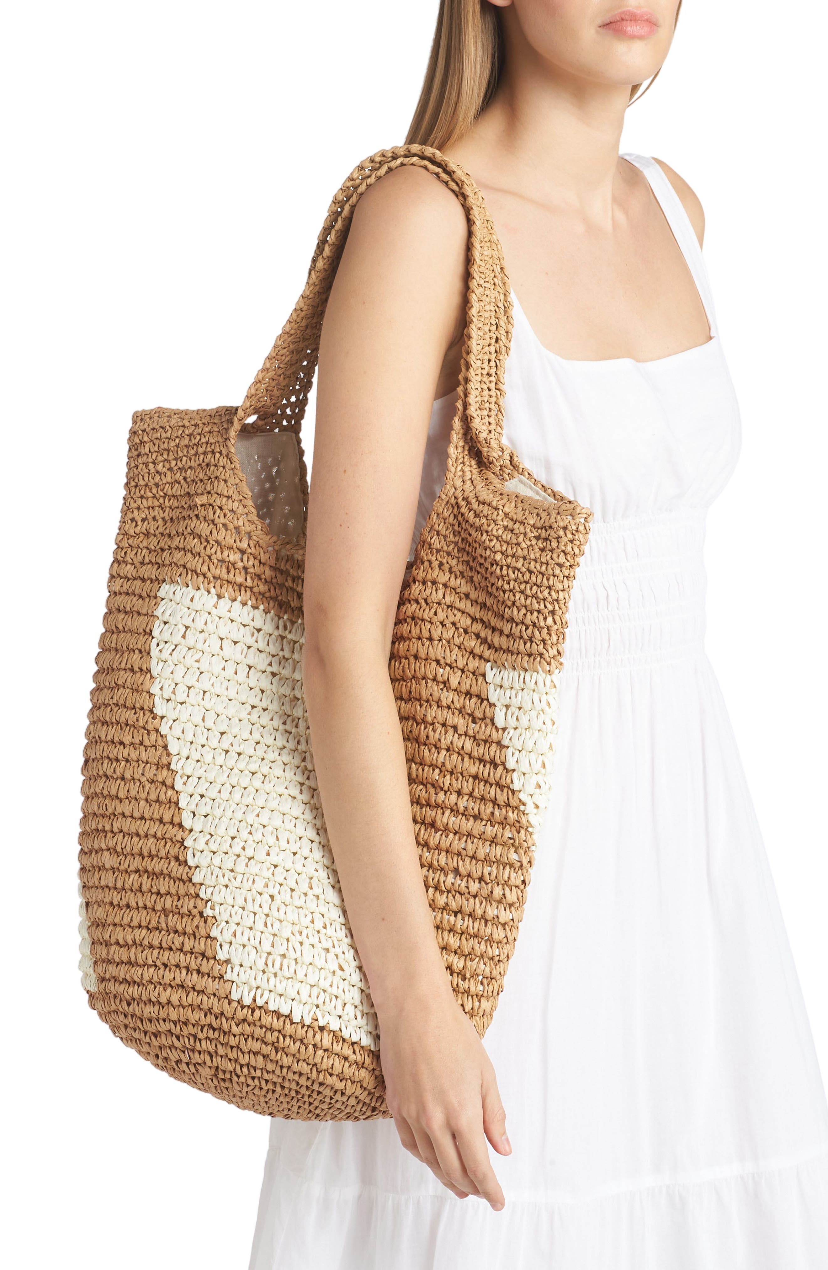 BTB Los Angeles Demi Diagonal Straw Shoulder Bag, Alternate, color, 