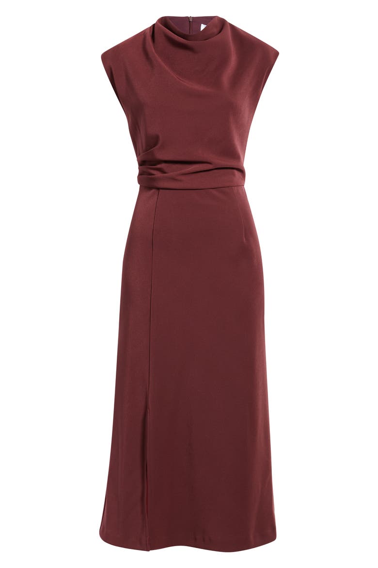 Cowl Neck Midi Dress, Alternate, color, OX BLOOD