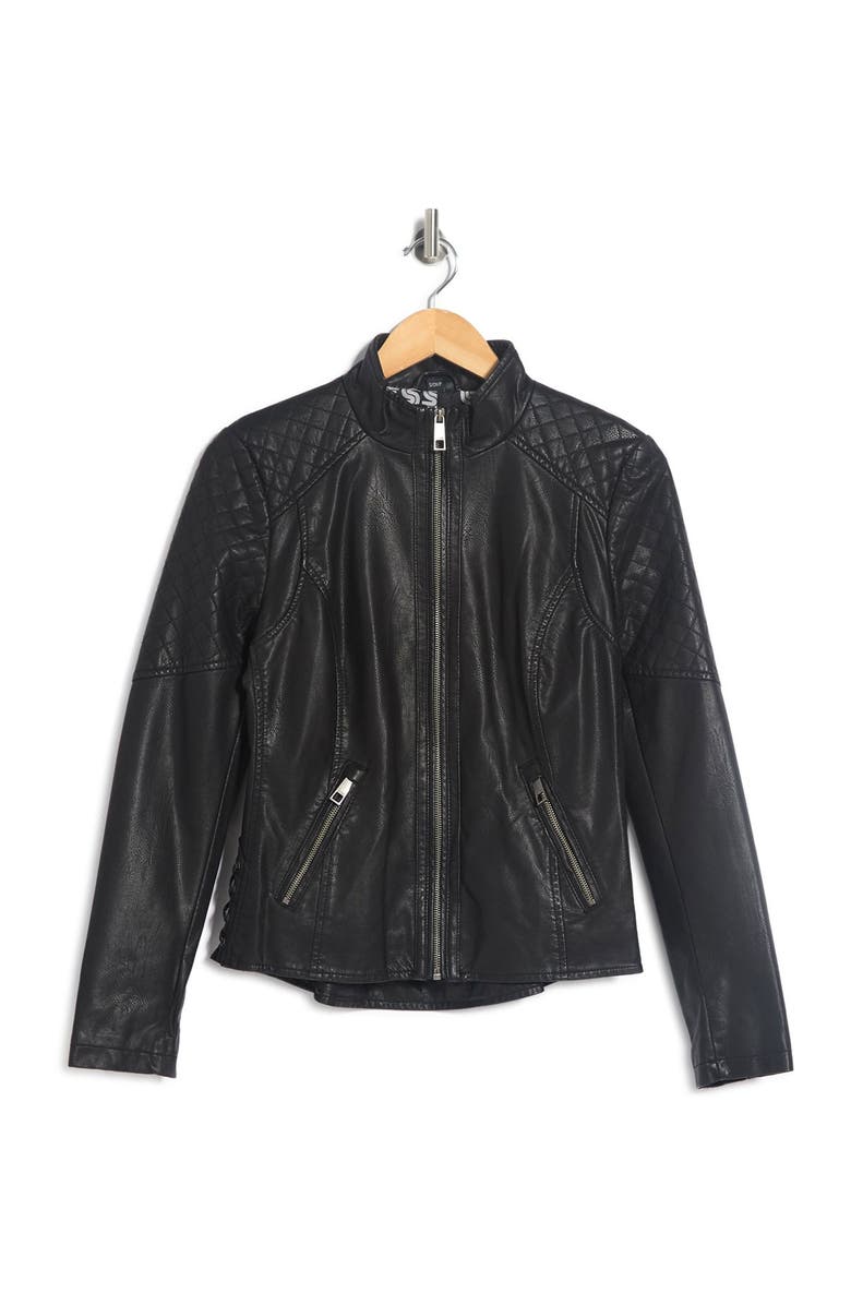 GUESS Faux Leather Jacket, Main, color, 