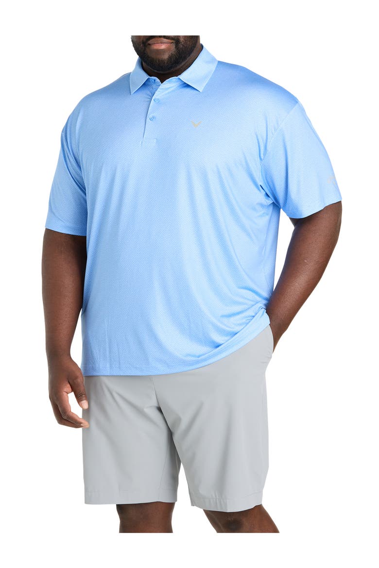 Big & Tall Geometric Heather Print Patterned Polo Shirt, Main, color, VISTA BLUE