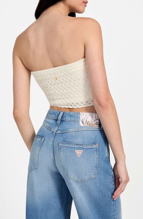 Guess Luca Strapless Crop Knit Tube Top In White