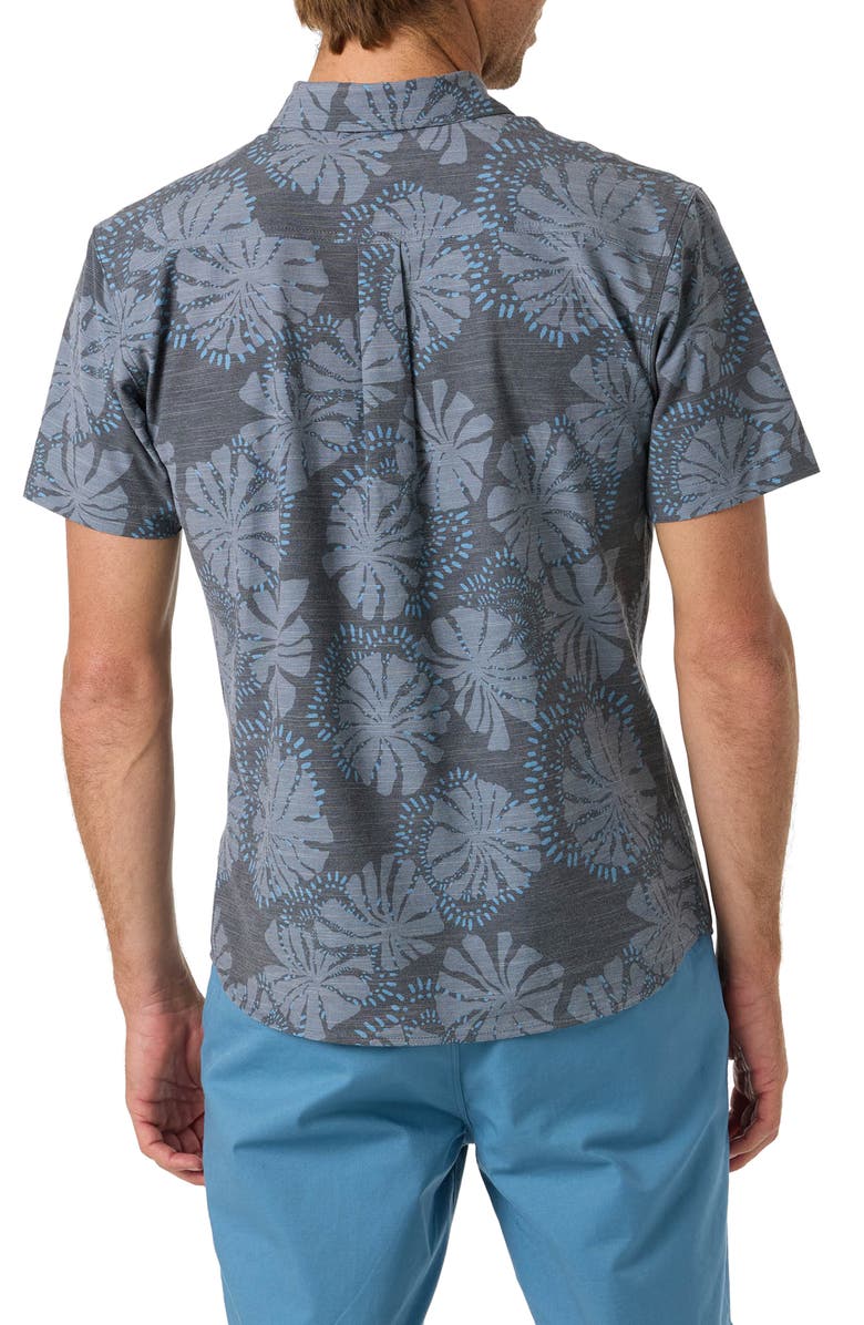 O'Neill UPF Slub Standard Short Sleeve Performance Button-Up Shirt, Alternate, color, Black