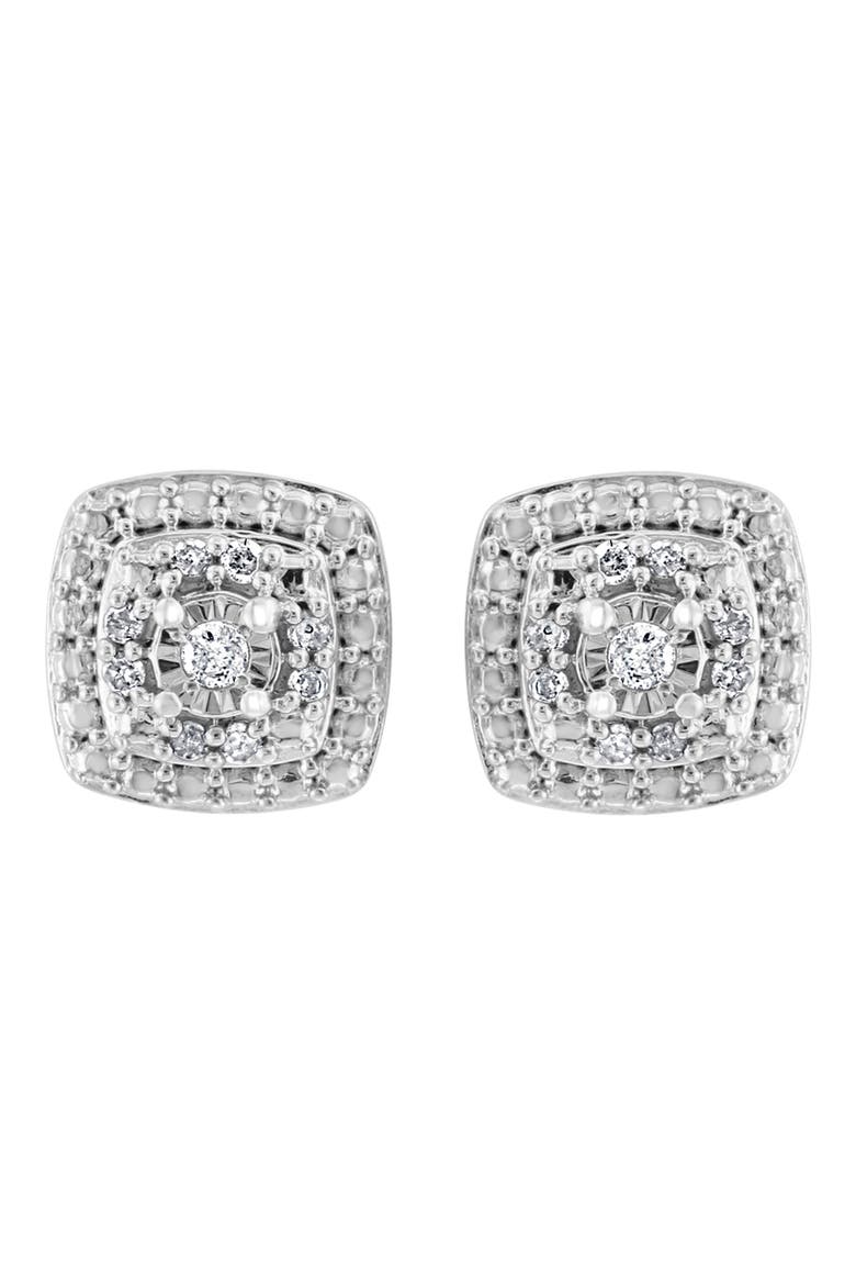 Sterling Silver Diamond Earrings - 0.10 ctw, Main, color, WHITE