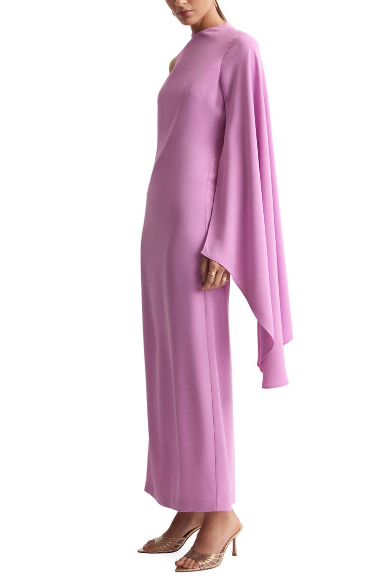 One-Shoulder Cape Maxi Dress, Main, color, LIGHT/ PASTEL PURPLE